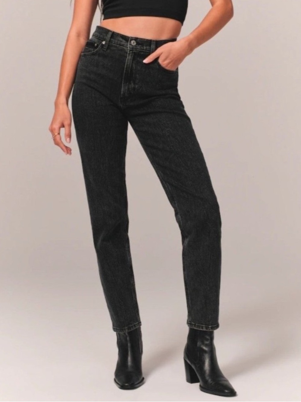 Abercrombie & Fitch High-Rise Black Straight-Leg Jeans